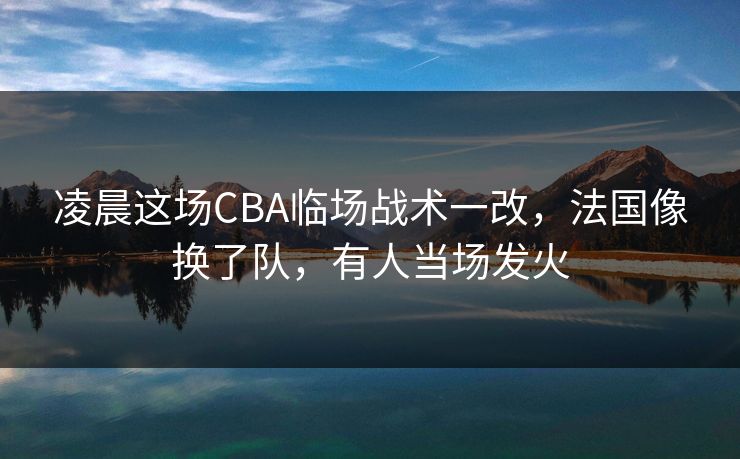 凌晨这场CBA临场战术一改，法国像换了队，有人当场发火