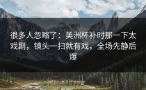 很多人忽略了：美洲杯补时那一下太戏剧，镜头一扫就有戏，全场先静后爆