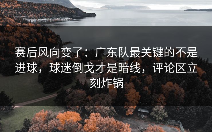 赛后风向变了：广东队最关键的不是进球，球迷倒戈才是暗线，评论区立刻炸锅  第1张