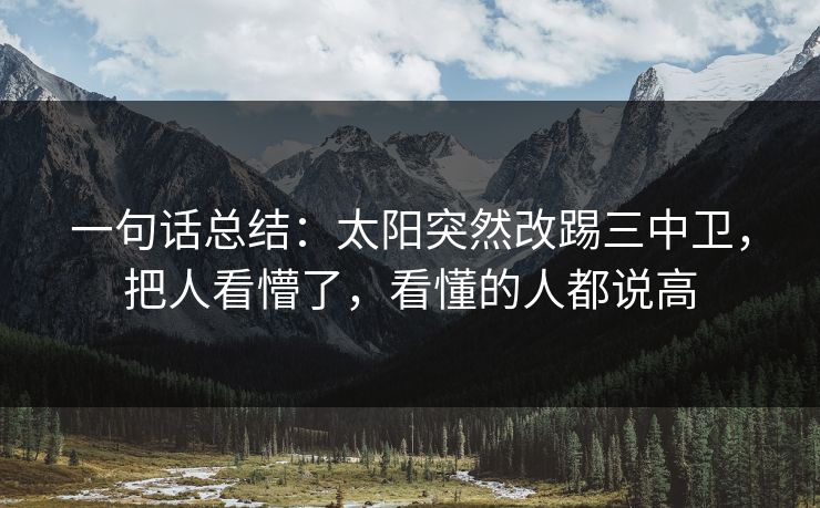 一句话总结：太阳突然改踢三中卫，把人看懵了，看懂的人都说高  第1张