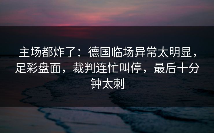 主场都炸了：德国临场异常太明显，足彩盘面，裁判连忙叫停，最后十分钟太刺  第1张