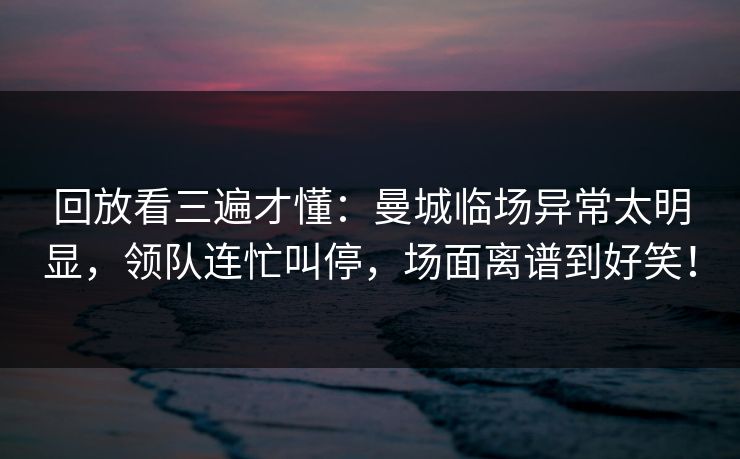 回放看三遍才懂：曼城临场异常太明显，领队连忙叫停，场面离谱到好笑！  第1张